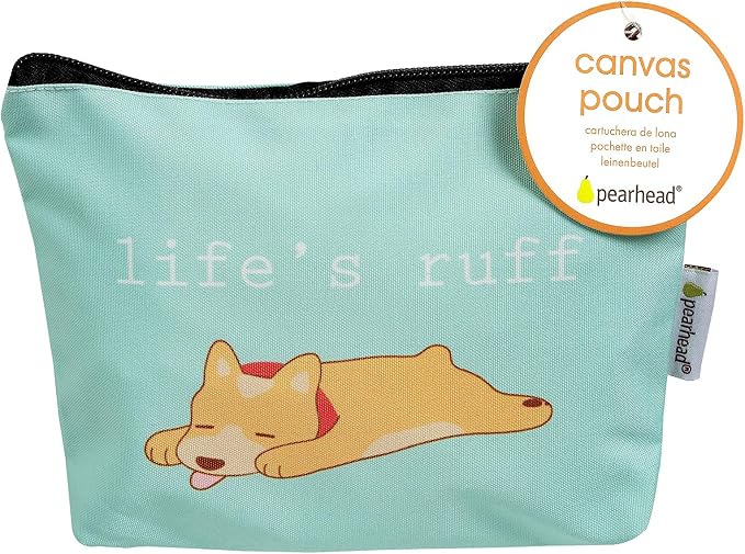 Pearhead Pet Dog Lover Canvas Zipper Pouch – “Life’s Ruff” Puppy Design Travel Organizer, Multipurpose Makeup & Accessory Bag - Image 7