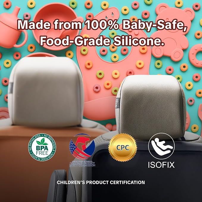 Silicone Waterproof Car Seat Cover Baby Girl Boy Infant Siliguard Brown | wipe-clean 3 mm silicone, non-slip base, trim-to-fit design, easy lower-seat installation for leather or fabric seats - Image 6