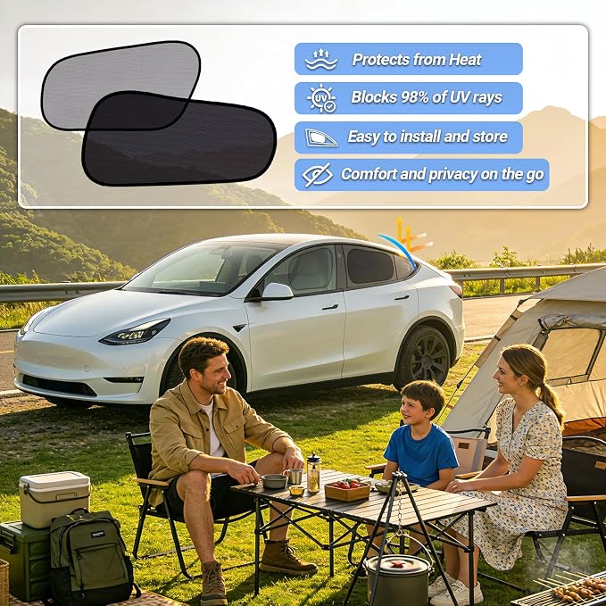 ZATOOTO Car Window Shades for Tesla Model Y Juniper 2020-2026,4Pack | Clear for Safe Driving | 95% UV & Heat Block | No Adhesive, Easy Install | Enhanced Visibility, Tool-Free Install - Image 6