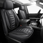 FREESOO Custom Leather for Toyota Tundra Seat Covers 2014-2021 Crewmax Cab | Custom Fit, Full Set, 60/40 Split Bench, Waterproof Faux Leather, for Truck Toyota Tundra Accessories, Black by FREESOO