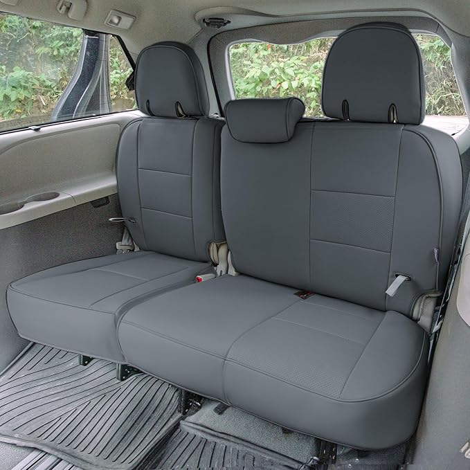 FH Group Custom Fit Car Seat Covers Specifically Made for 2011-2020 Toyota Sienna 8 Passenger, Full Set Solid Gray Faux Leather Automotive Seat Covers, Waterproof and Washable Seat Covers - Image 5