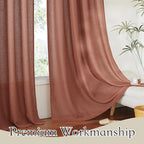 RYB HOME Linen Blend Curtains 102 inches Long for Living Room | Thick Heavy Textured, Rod Pocket, Light Filtering & Privacy, Machine Washable, Terracotta, W52 x L102, 2 Panels - Image 7