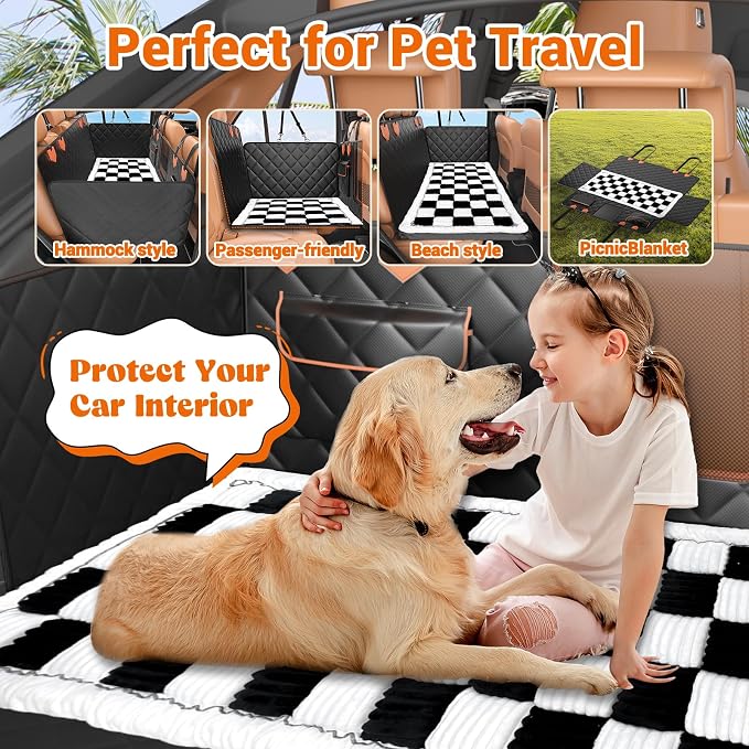 IJVAE Hard Bottom Car Seat Cover for Dog swith Removable Soft Blankets,Scratch-Proof and Anti-Slip Car Dog Hammock for Large Dogs White for Crew Cab Trucks F150 - Image 4
