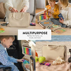 Kids Travel Organizer – Multi-Compartment, Water-Resistant Hanging Bag for Toys, Snacks, & Activities - Compact, Lightweight Design with Hook & Carry Handle - Perfect for Travel Use (Beige, Small) - Image 8