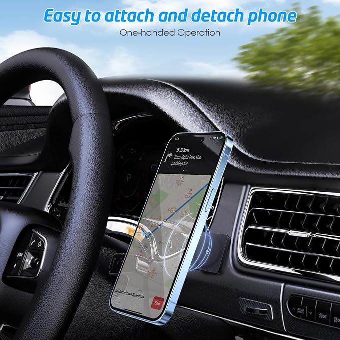 for MagSafe Car Mount, Phone Holders for Your Car & Magnetic Phone Holder for Car, Stick-On Design for Dashboard, Wall, Gym & Office, Universal Car Phone Holder with 1 Metal Plate - Image 7