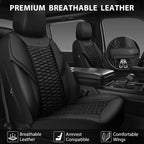 CAR PASS 3D Foam PU Leather Car Seat Covers Full Set,Luxury Breathable Faux Leather Seat Covers for Car,Anti Slip Universal Fit for SUVs Vans Sedan Truck Automotive,Armrest Airbag Compatible All Black - Image 2