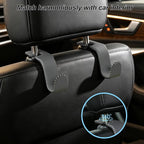 Car Headrest Hooks, Universal Car Seat Back Organizer Hanger, Premium Leather & Metal Construction, Multipurpose for Handbag, Purse, Coat, Ergonomic Design, 4 Pack Gray - Image 2