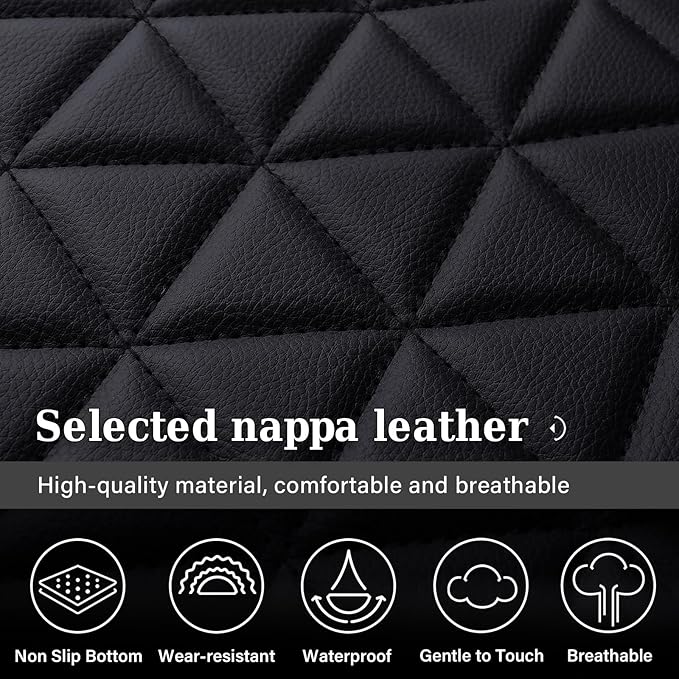 Coverado Car Seat Covers Compatible with Dodge Ram 2002-2026 1500 2500 3500 Pickup Limited Laramie Big Horn Waterproof Leather Seat Protectors Fit Dodge Ram Crew Cab& Quad Cab(2PCS, Black) - Image 4