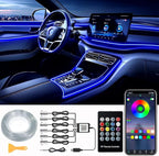 DEHERANE Interior Car LED Strip Lights, APP& RF Remote Control | 6 in 1 Car Ambient Lighting Kit with 315 inches Integrated Fiber Optic, 16 Million Colors Car LED Lights, Sync to Music by DEHERANE