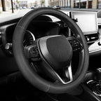 SEG Direct Car Steering Wheel Cover for Prius Civic Model 3 / Y 14"-14.25" | Small Size 35.5-36 cm for Camaro, Microfiber Leather, Anti-Slip Comfortable Grip, Auto Interior Accessories, Black by SEGDirect