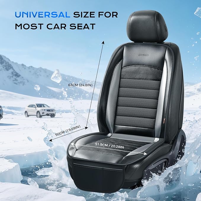 Coverado Cooling Car Seat Cover, Ventilated Seat Cushion with Dual Turbo Fans, 3 Wind Speed, Built-in USB Ports, Breathable Mesh & Carbon Fiber Fabric, Cooled Seat Cover Universal Fit for Cars, Gray - Image 8