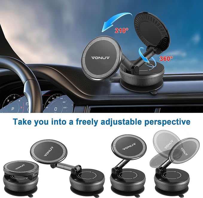 Magnetic Phone Holder for Car, 2025 Upgrade with 96LBS Ultra Suction & 2800gf Strong Magnet, 360° Adjustable Hands-Free Mount, Premium Car Accessories for Women Men, Fits iPhone/Android - Image 7
