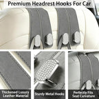 Car Hooks for Headrest: 2Pc Car Seat Back Storage Headrest Hook - Premium Leather Double Metal Hook - Purse Hook For Car Headrest - Car Headrest Hooks for Purses, Handbags, Bags - Grey Diamond - Image 2