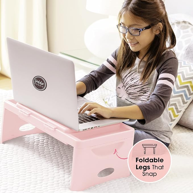 Loddie Doddie Lap Desk, Folding Desk, Portable Table, Blush, 9.75" x 12" | Trays & Pocket Keep Essentials Close, 2 lb Easy to Carry, Sturdy Plastic & Alloy Steel, Bed Desk, Bed Tray, Lap Desk for Kids - Image 8