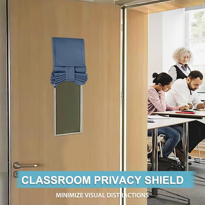 RYB HOME Classroom Door Window Cover, Blackout Door Curtain No Drill | Emergency Lockdown Shade for School Door Window, Room Darkening Block Views, Office Door Curtain, W8 x L36, 1 Panel - Image 3