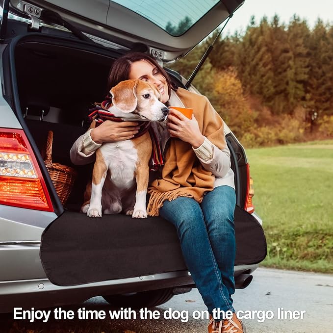 F-color SUV Cargo Liner for Dogs - Waterproof Dog Car Cover for SUV | Trunk Cover with Bumper Flap Protector, Low-Profile Padded Cargo Cover Prevents Scratches Pet Hair Mud Dirt for Mid-Size SUV - Image 4