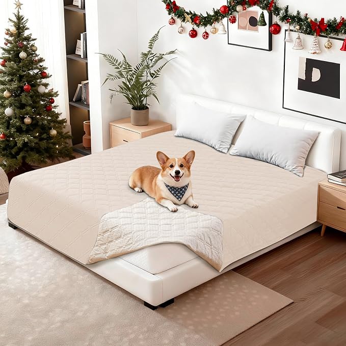 Waterproof Couch Covers for Pets, Waterproof Dog Bed Cover, Anti-Slip Soft Dog Blankets, Couch Cover for Dogs Washable, Pet Blanket for Puppy Large Dogs Cat (82x102 Inch, Beige) by CYCMACOHOME