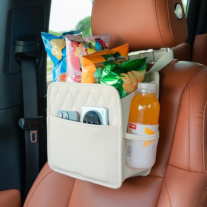 FrgKbTm Car Seat Back Hanging Bag Car Document Holder Multi-Pocket Bottle Bag Storage Box Organizer Travel Tidy Pouch Pocket Kids Beige by FrgKbTm