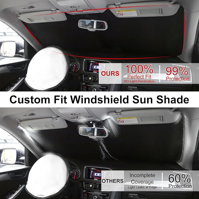 Front Windshield Sun Shade Foldable Front Window Sun Shade Visor Custom Fit for 2024-2026 Hymdai Santa Fe Block UV Rays Heat Sun Shield Keep Car Cooler Car Accessories - Image 3