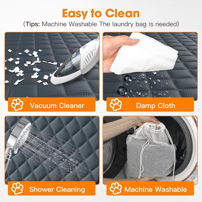 MIXJOY Dog Car Cover for Back Seat Cover Protector Waterproof Dog Seat Covers for Cars, Car Seat Protector for Dogs with 1 Dog Seat Belt, Nonslip Back Seat Cover for Kids, Trucks & SUV, Grey - Image 8