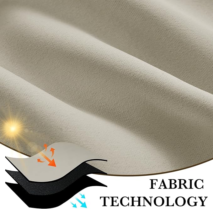RYB HOME Bedroom Blackout Curtains 54 inches Long, 100% Blackout | Thermal Insulated, Noise Reducing, Curtains for Living Room Nursury, For Sleep, W42 x L54, Biscotti Beige - Image 7