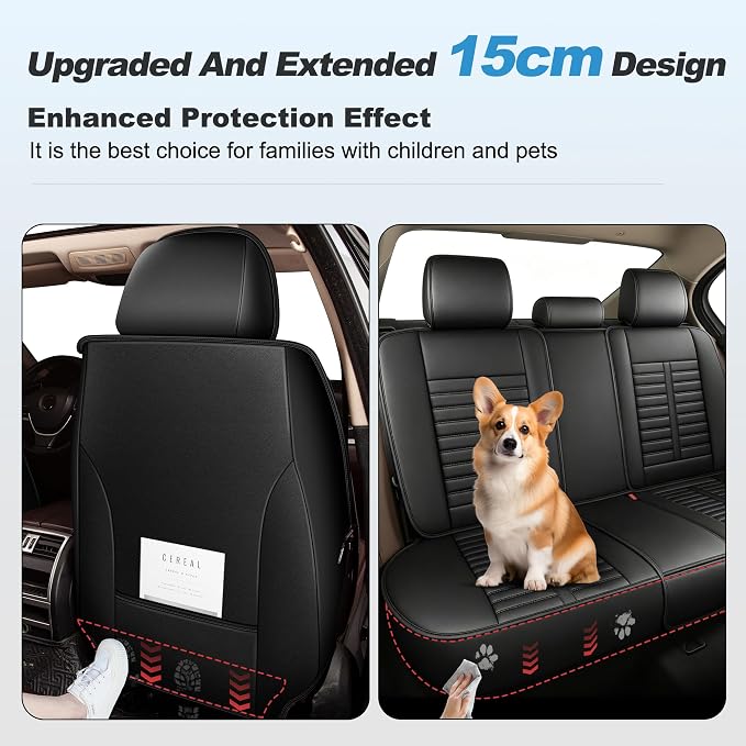 Fit for Lexus GS 200t/350/450h Seat Covers 2007-2026 Front Set | Faux Leather Waterproof Car Seat Covers, Airbag Compatible with Lumbar Support Anti-Slip Design, 2 Seater Black - Image 4
