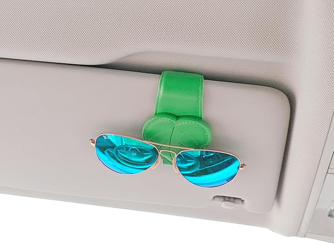 CATCH ON Cute Sunglasses Holders,Faux Leather Sunglasses Hanger Organizers Clip and Ticket Card Clip Accessories for Car Visor (Style G) | Faux Leather Ticket Card Clip by CATCHON
