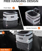 HOTOR Car Trash Can, Compact Waterproof Organizer, Leak-Proof Bin, 2-Gallon | Sparkle White, Multifunctional Car Accessory with Adjustable Straps & Magnetic Snaps for Interior Car Storage - Image 7