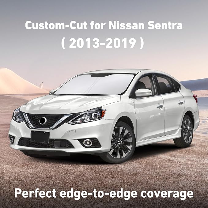 EcoNour Windshield Sunshade Compatible for Nissan Sentra 2013-2018 2019 | Sun Visor for Front Windshield & Window Sun Shade Cover, UV Heat Blocker & Protector, Car Accessories - Image 2