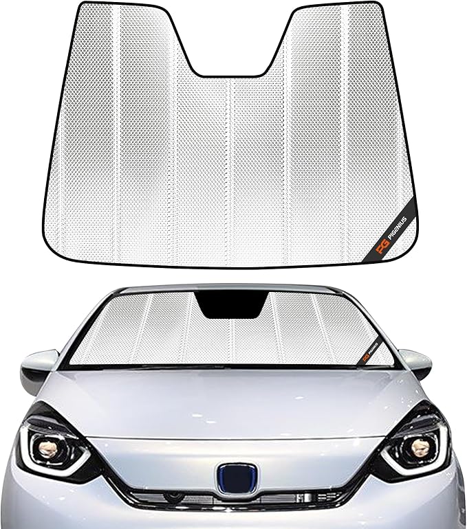 Pigenius Windshield Sun Shade for Honda Fit 2009-2013 | Fits Honda Fit 2009-2013, diamond grid aluminum foil, rigid accordion panels, sun visor installation, storage bag by Pigenius