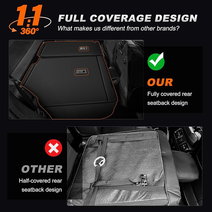 Custom Fit Seat Covers for Toyota 4Runner 2011-2024 5 Seats | Full Set Waterproof Airbag Compatible Car Seats Cover for 4Runner Accessories Black(5 Seats Model Only) - Image 8