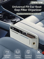 Universal Fit Premium Leather Car Seat Gap Filler Organizer, Center Console Organizer with Card Slots, Clever Gifts for Car SUV Truck Owners (Beige, 2 Pack) - Image 2