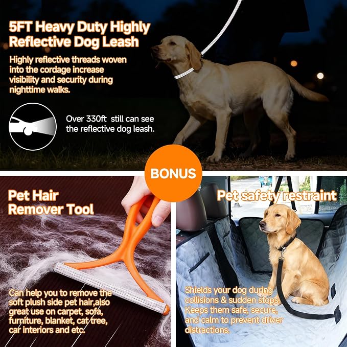 PETTALK Deluxe 2 Sided Dog Car Cover for Back Seat,Waterproof Protector | Hammock Cover Double Comfort 4 Season,Durable Heavy Duty,Anti Scratch,Non-Slip,Odorless,Car SUV Truck,Dog Seat Belt Included - Image 7