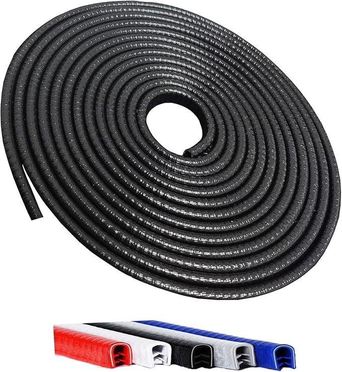 Winfort 16.5FT (5M) Car Door Edge Guards, No-Glue Rubber Edge Trim (Black) | Car door edge protector with U-shaped steel clips for most cars, SUVs and trucks; helps guard paint from chips and scratches by Winfort
