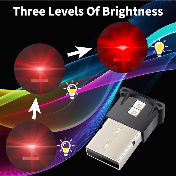 BFXM 2PCS Mini USB Car Light, 5V USB Light for Car, 8 Switchable Colors | Car Lights Interior, USB LED Light, Fit for Car, Laptop Keyboard, Home Office, Plug-and-Play USB Port - Image 4