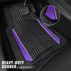 CAR PASS Heavy Rubber Car Floor Mats, Deep Waterproof Car Floor Mats All Weather, Aluminum Film Universal Trim to Fit for Cars SUV Trucks Sedans, Anti-Slip, Black Purple Metallic - Image 2