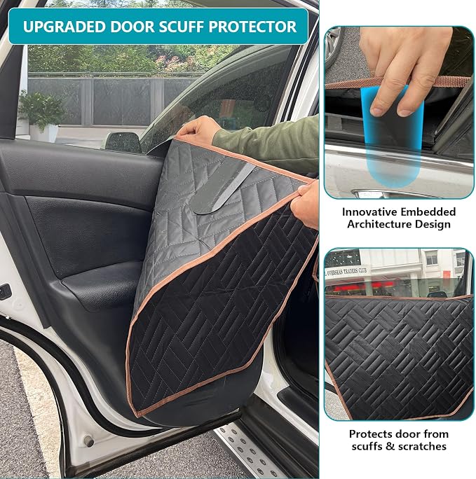 Convertible Dog Car Seat Cover for Back Seat Hard Bottom 400lb Waterproof | Full & Half Seat Dog Hammock,Built-in Seat Anchor Mesh Window,Heavy-duty Hard Bottom 400lb Capacity,Suitable for Most Car SUV - Image 6