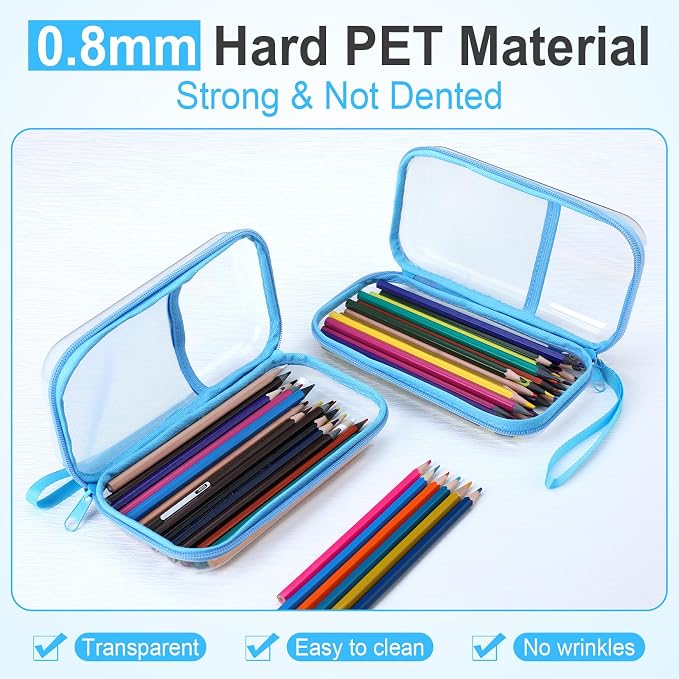 Sanwuta 4 Pcs Clear Hard Shell Zipper Case Plastic Case, Blue - Image 4