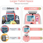 LUCMO Car Backseat Organizer with Foldable Tablet Holder, Pink | 2 Pcs,6 Storage Pockets,Foldable Food Tray,Protectors Kick Mats,Travel Accessories,Seat Cover,Road Trip Essentials - Image 5