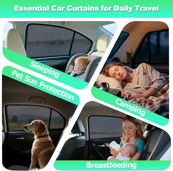 Camry Window Shades 2018-2024, Rear Side Mesh, 2PCS | Custom Fit Window Shades, Breathable Mesh Blocks UV Rays, Reduces Heat & Glare, Creates Comfort for Babies & Rear Passengers - Image 8
