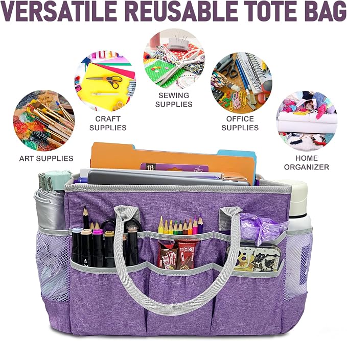 Cupohus Craft Organizer Tote Bag – Foldable Large Capacity Supply Storage Bag – Use as Baby Diaper Organizer, Craft Supply Holder, Car Trunk Basket, or Breast Pump Storage - Image 7