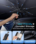 [2026 Upgrade] Coverado Sunshade for Car Windshield, UPF80+ Full-Size Trucks/SUVs Windshield Sun Shade Blocks Heat & UV Rays, Thickened Vinyl Coating Keep Cool and Protect Interior, Foldable L 61x33 - Image 7