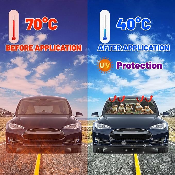 Funny Animal Squirrel Car Windshield Sun Shade Umbrella Bendable Handle Foldable Squirrel Sunshade for Car Windshield Block UV Rays Keep Vehicle Cool for Most Sedans SUV Trucks Cars 57"x30" - Image 5