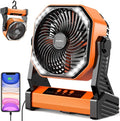 20000mAh Battery Powered Camping Fan, 58Hrs Rechargeable Portable Fan, 400LM Light, 360° Hook, Whisper Quiet Battery Operated Fan for Outdoor Car Travel Gear Essentials Power Outages Co-brand AMACOOL by AddAcc