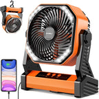 20000mAh Battery Powered Camping Fan, 58Hrs Rechargeable Portable Fan, 400LM Light, 360° Hook, Whisper Quiet Battery Operated Fan for Outdoor Car Travel Gear Essentials Power Outages Co-brand AMACOOL by AddAcc