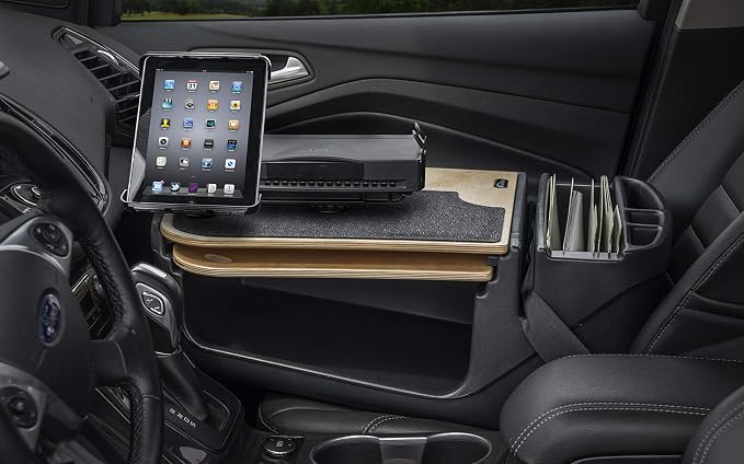AutoExec AE-GMCD-PI-TAB-PS-11M GripMaster Car Desk for Your Vehicle Workstation and Mobile Office, Natural with 400 watt Power Inverter,Tablet Mount and Printer Stand | 400 Watt Power Inverter, Tablet Mount, Printer Stand, Vehicle Workstation and Mobil... - Image 2