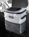 HOTOR Car Trash Can, Compact Waterproof Organizer, Leak-Proof Bin, 2-Gallon | Sparkle White, Multifunctional Car Accessory with Adjustable Straps & Magnetic Snaps for Interior Car Storage by HOTOR