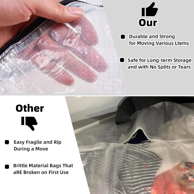 9 Pack Clear Storage Bags with Zipper and Handles, Blanket Bags For Closet Storage, Moving and Packing Supplies for College, Underbed Storage Organizer for Clothes Pillow Bedding Christmas Wreath - Image 5