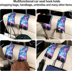 Car Seat Back Headrest Hooks - 2 Pack, Cosmic Galaxy Art Pattern Purse Hook for Car, Metal Leather Multifunctional Auto Hanger Organizer for Bags Water Bottles Phones - Image 6
