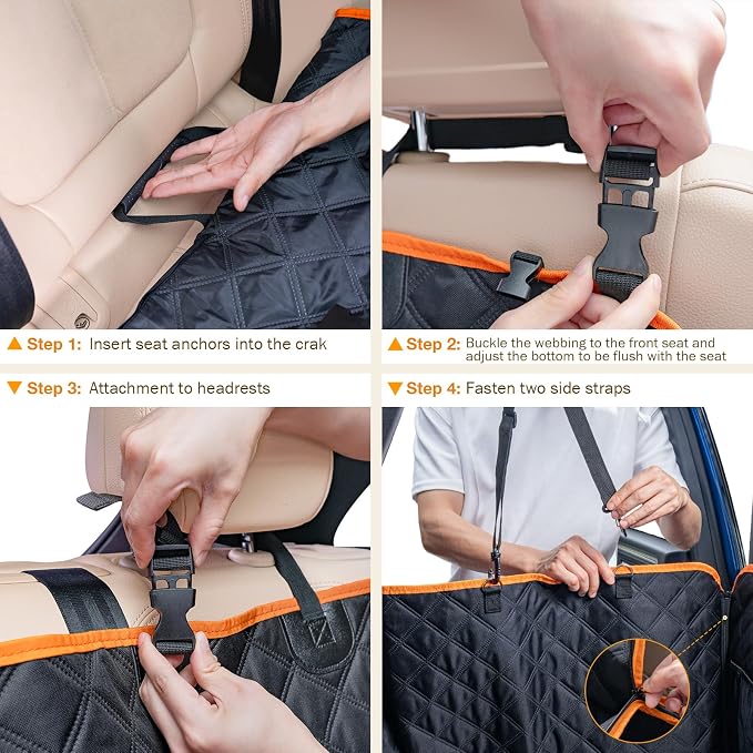 Pecute Dog Car Seat Cover for Back Seat, Back Seat Extender for Dogs 52 * 24.4in, Foldable in The Car, Hard PVC Panels Bottom Support to 330 lbs, for Cars/Mid-Size SUV/Small Truck - Image 9